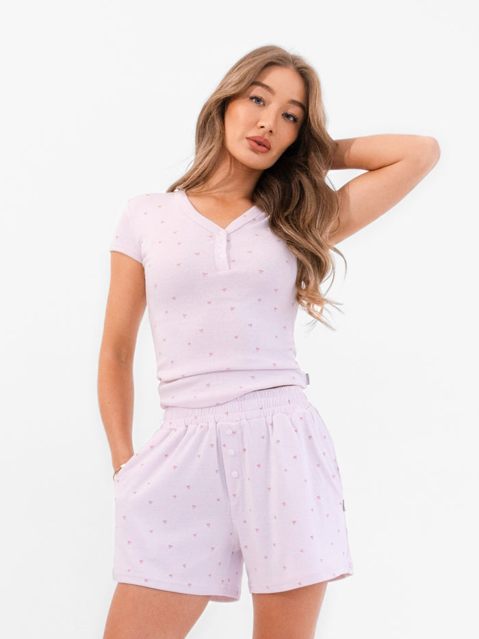 Avery Pointelle Top - Heart Print