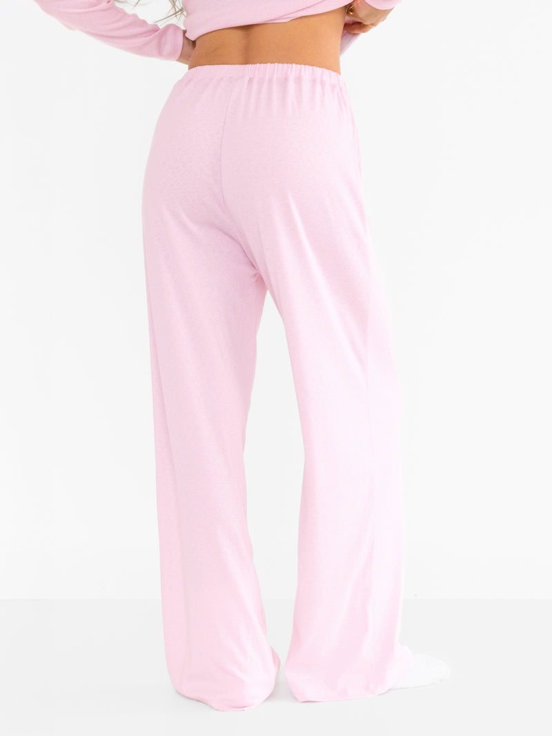 Rosie Pointelle Trousers - Pale Pink