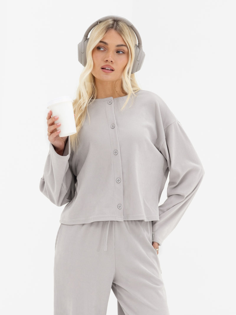 Alma Wide Leg Trousers - Light Grey