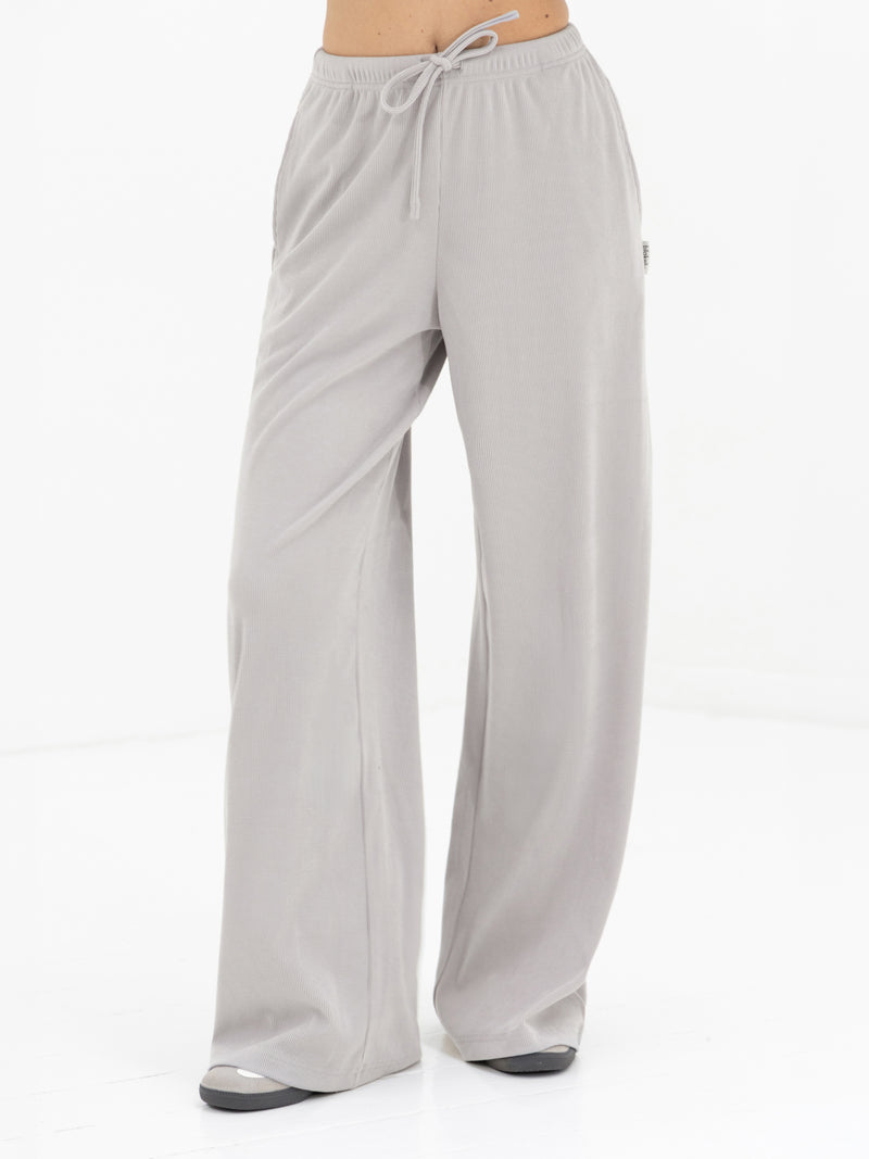 Alma Wide Leg Trousers - Light Grey