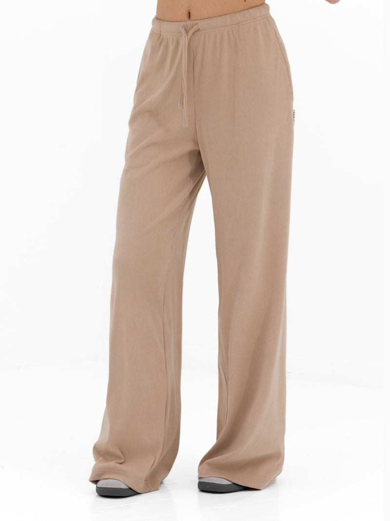 Alma Wide Leg Trousers - Tan