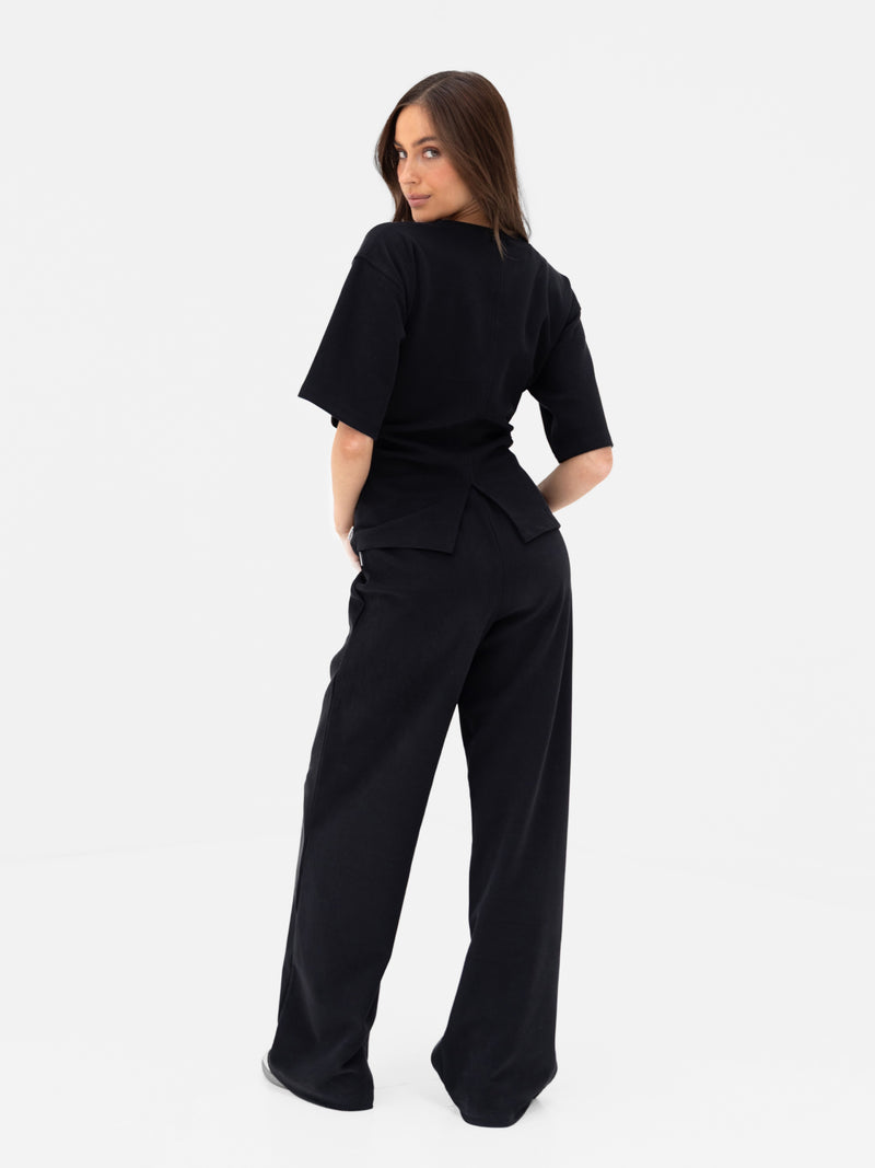 Emmy Wide Leg Trousers - Black
