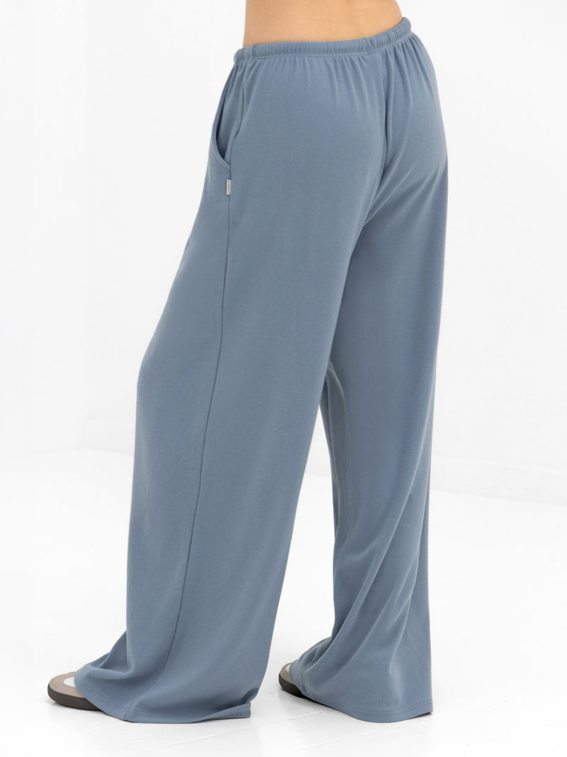 Ebony Wide Leg Trousers - Dusty Blue