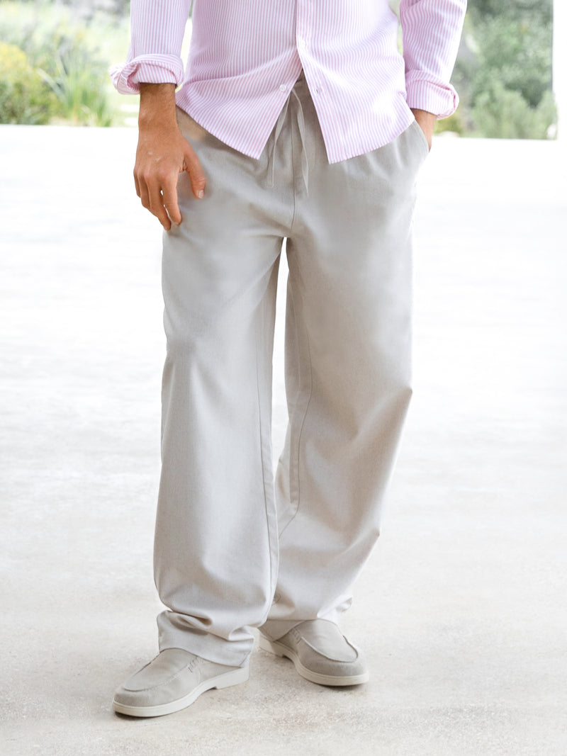 Jude Relaxed Linen Trousers - Light Beige