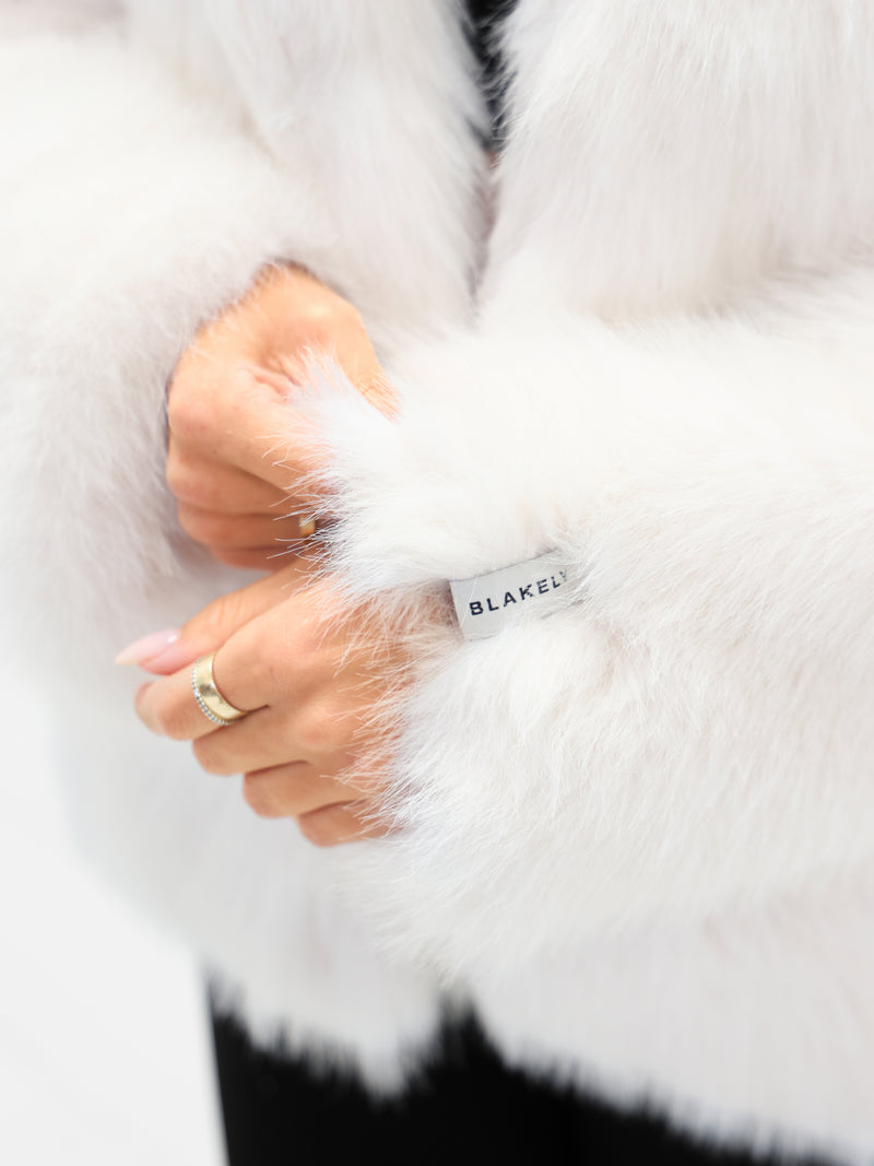 Gigi Faux Fur Hooded Coat - Off White