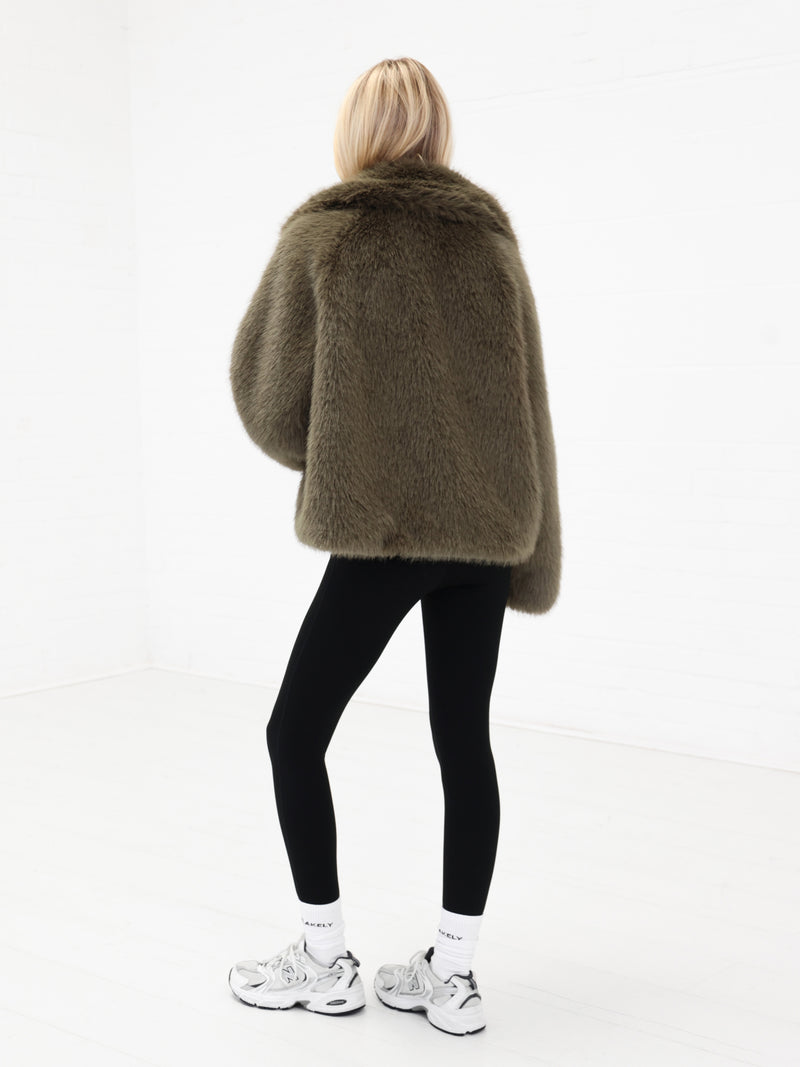 Gigi Faux Fur Collared Jacket - Green