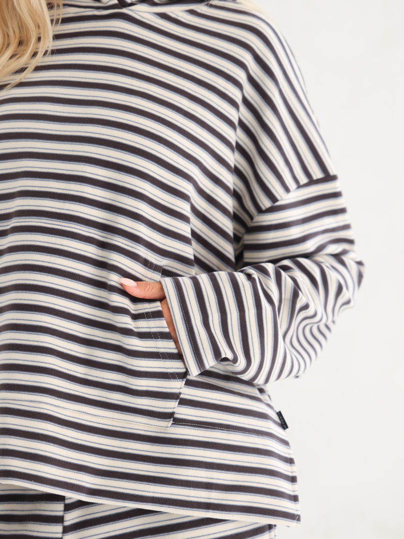Sadie Stripe Hoodie - Charcoal Stripe