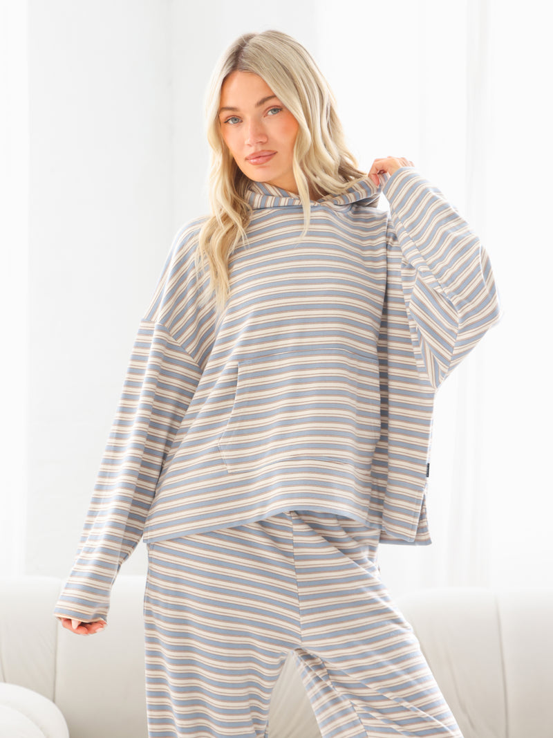 Sadie Stripe Hoodie - Baby Blue Stripe