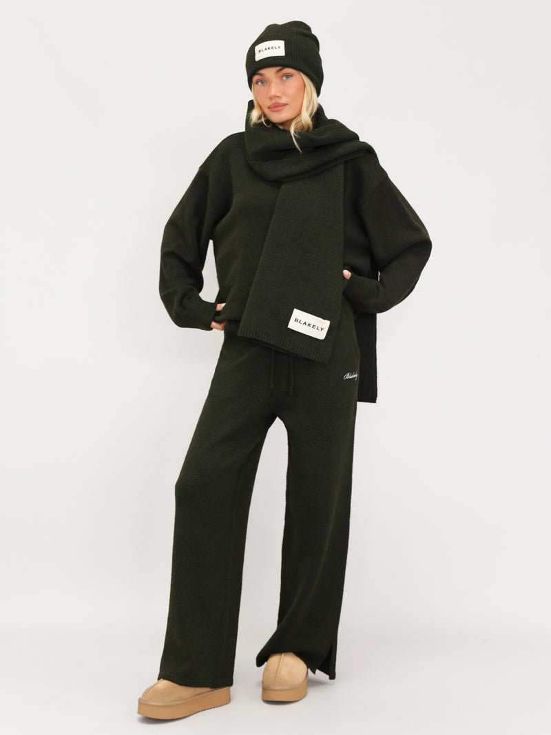 Oversized Knitted Sweater - Dark Green