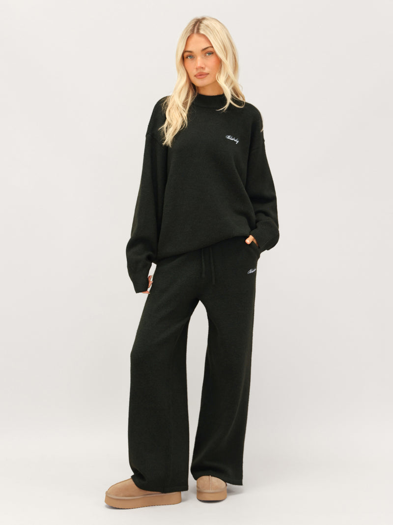 Oversized Knitted Sweater - Dark Green