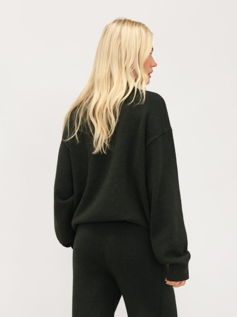 Oversized Knitted Sweater - Dark Green