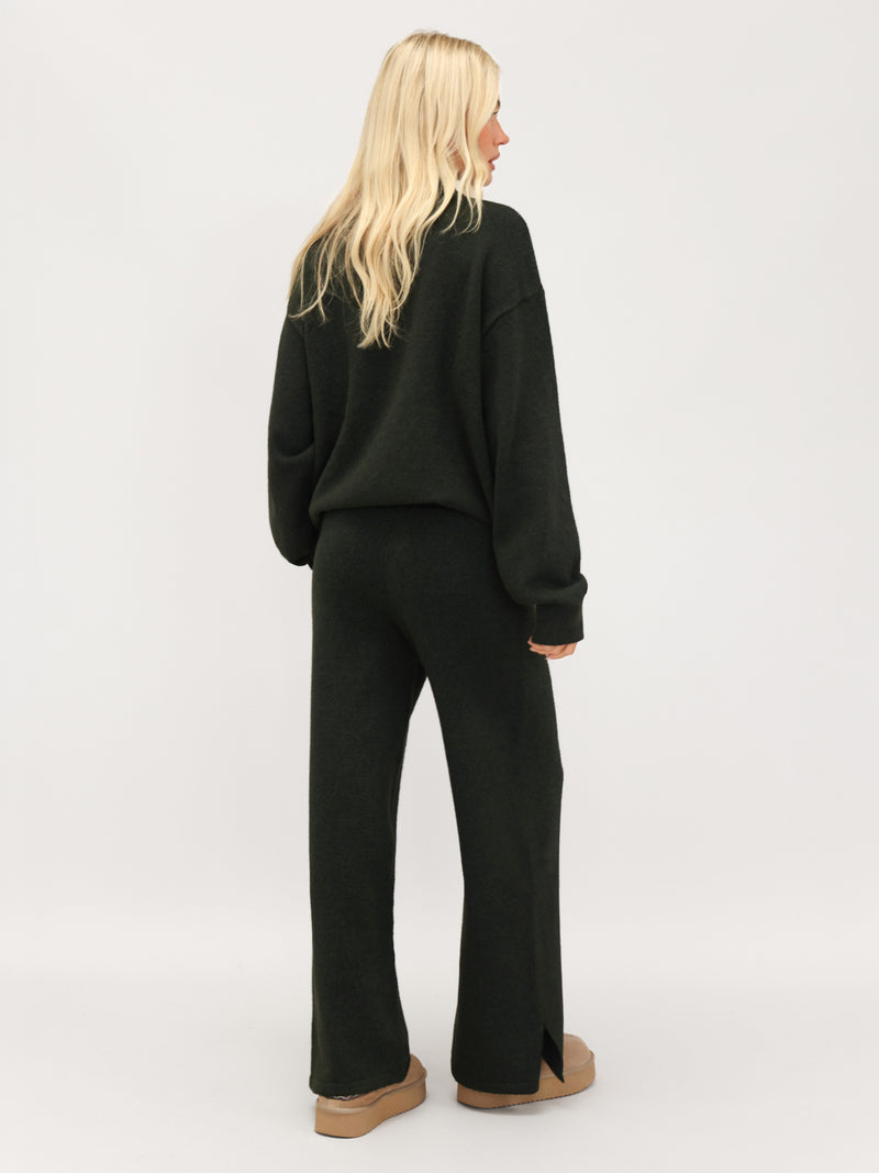 Oversized Knitted Sweater - Dark Green
