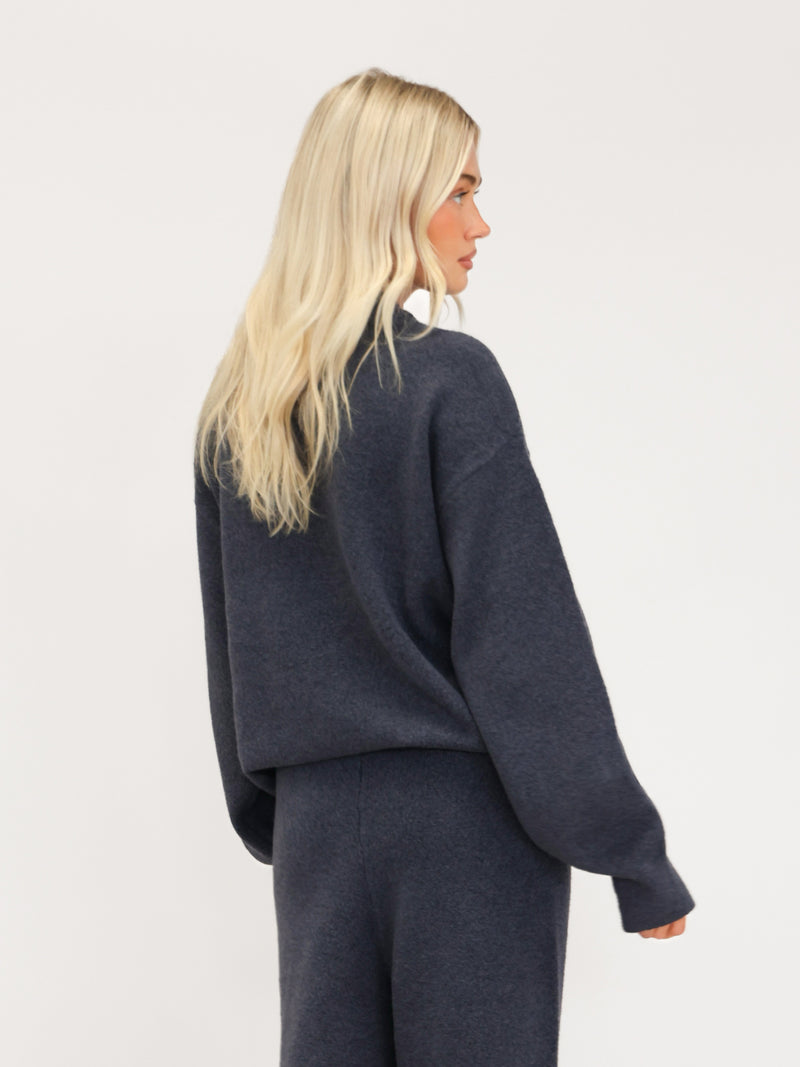 Oversized Knitted Sweater - True Navy