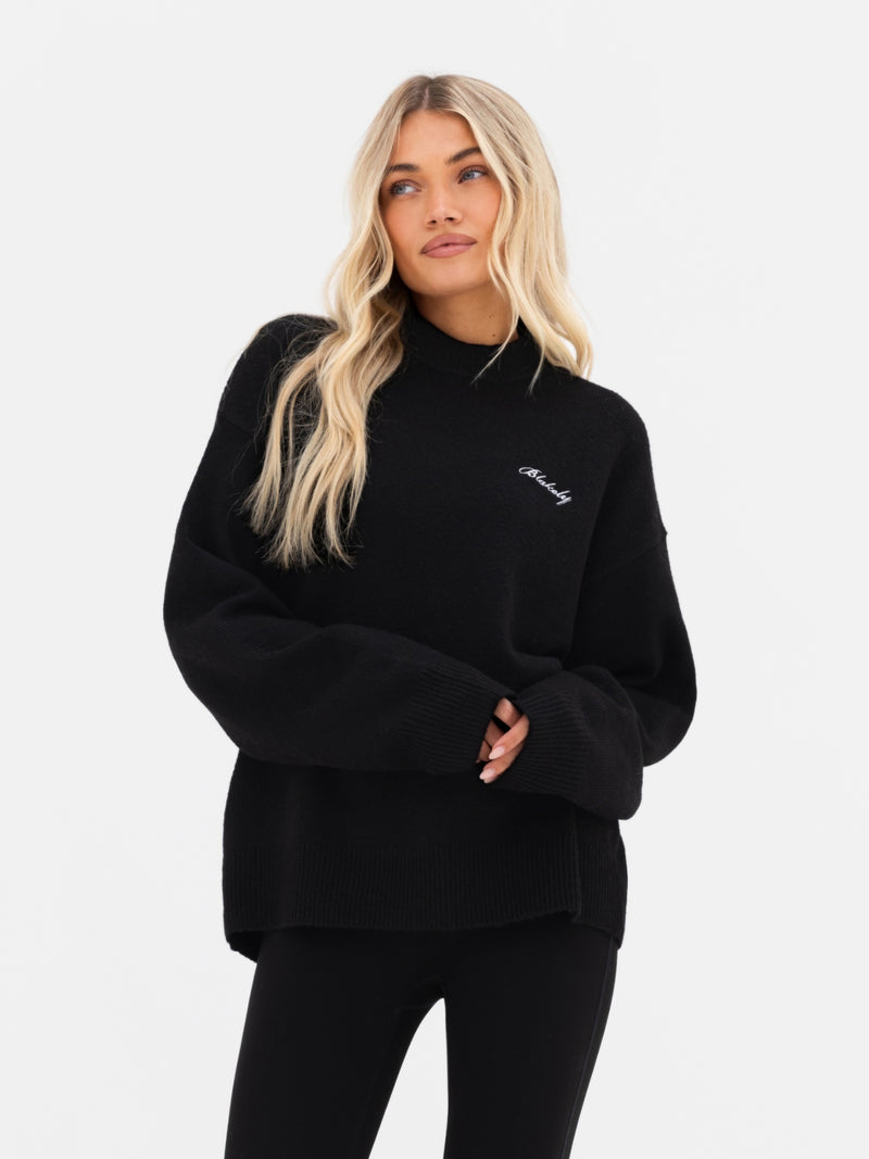 Oversized Knitted Sweater - Black
