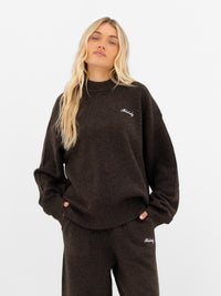 Oversized Knitted Sweater - Chocolate Brown