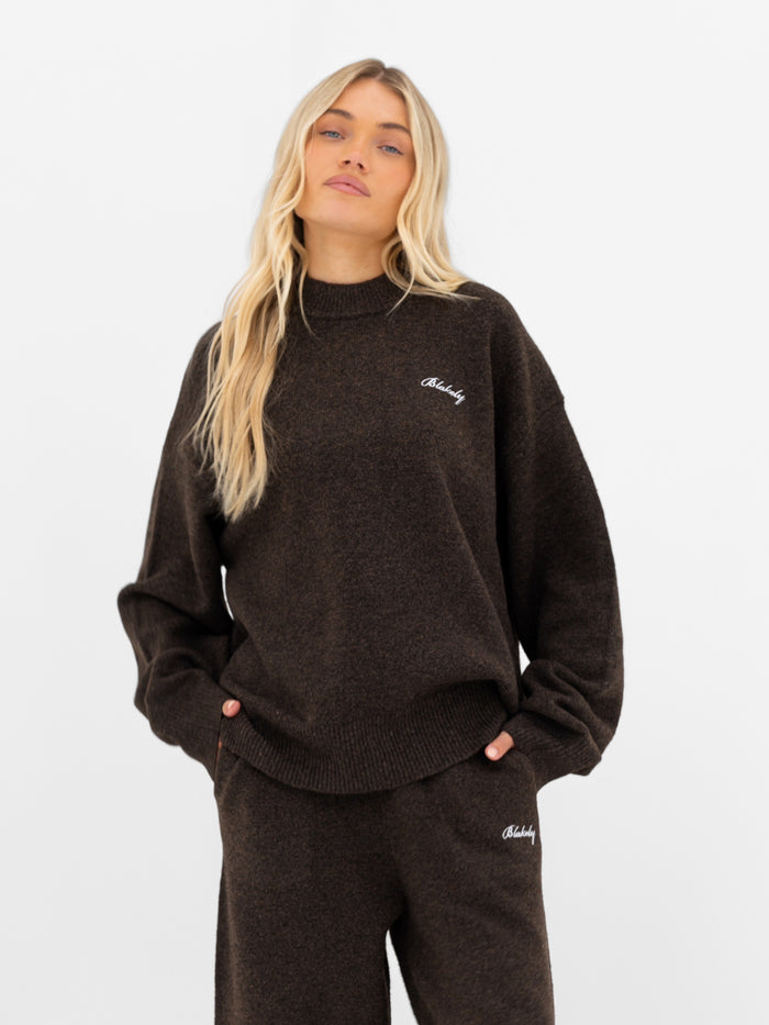 Oversized Knitted Sweater - Chocolate Brown