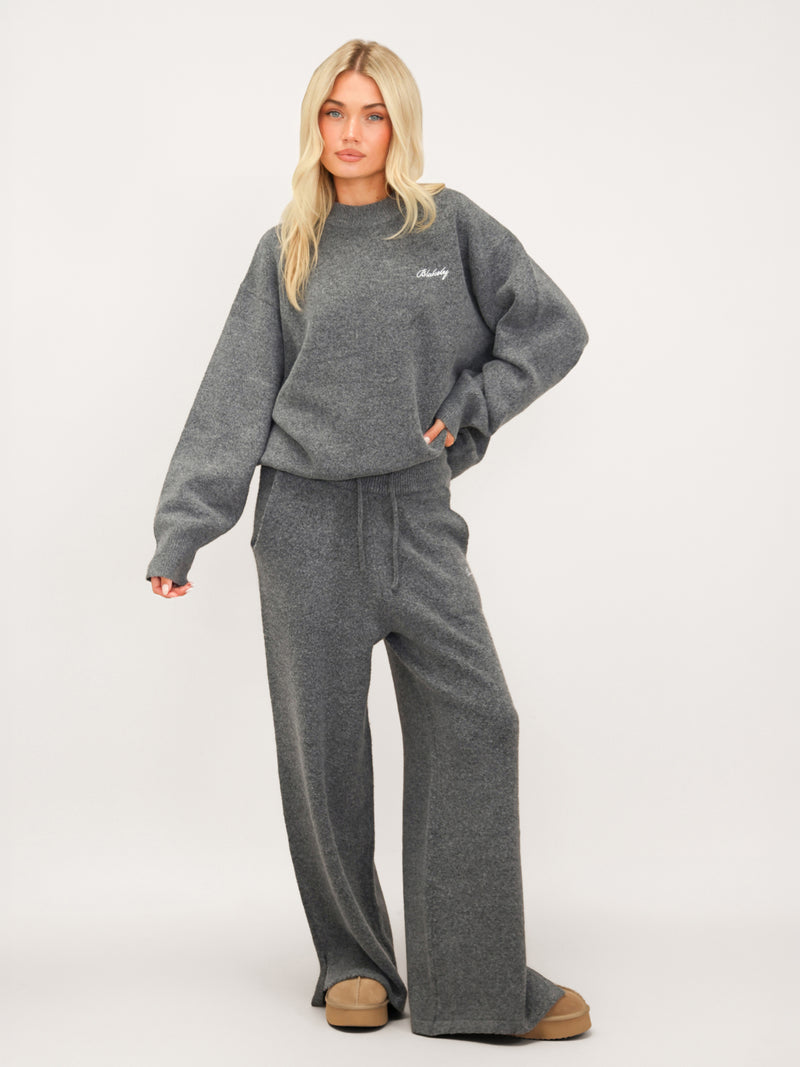 Oversized Knitted Sweater - Marl Charcoal