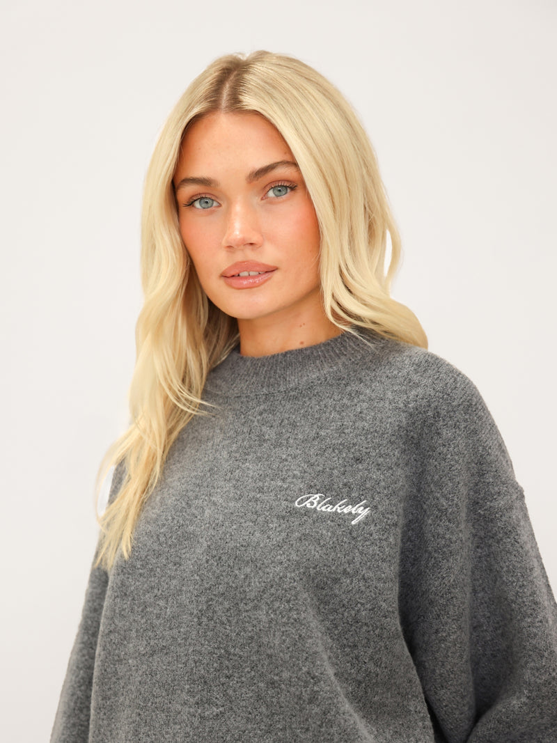 Oversized Knitted Sweater - Marl Charcoal