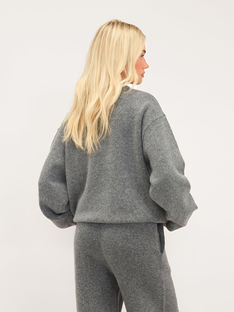 Oversized Knitted Sweater - Marl Charcoal