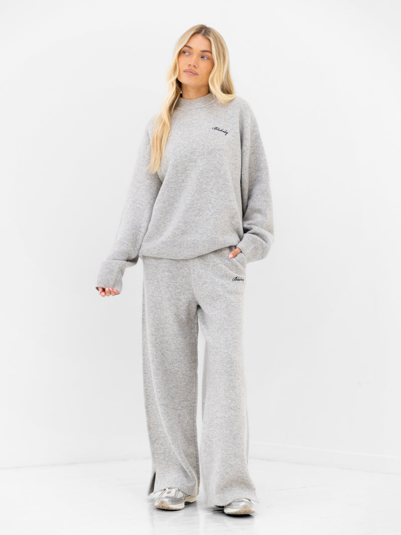 Oversized Knitted Sweater - Marl Grey