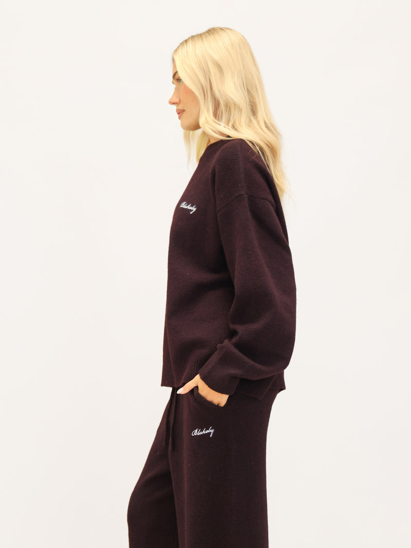 Oversized Knitted Sweater - Dark Mulberry