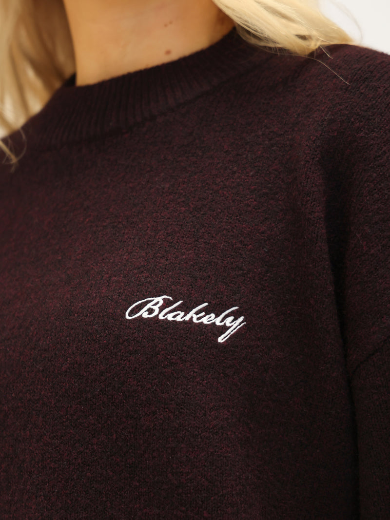 Oversized Knitted Sweater - Dark Mulberry