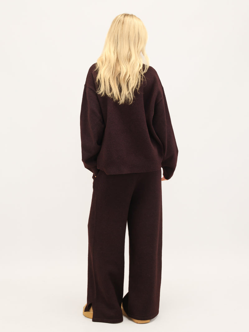 Oversized Knitted Sweater - Dark Mulberry