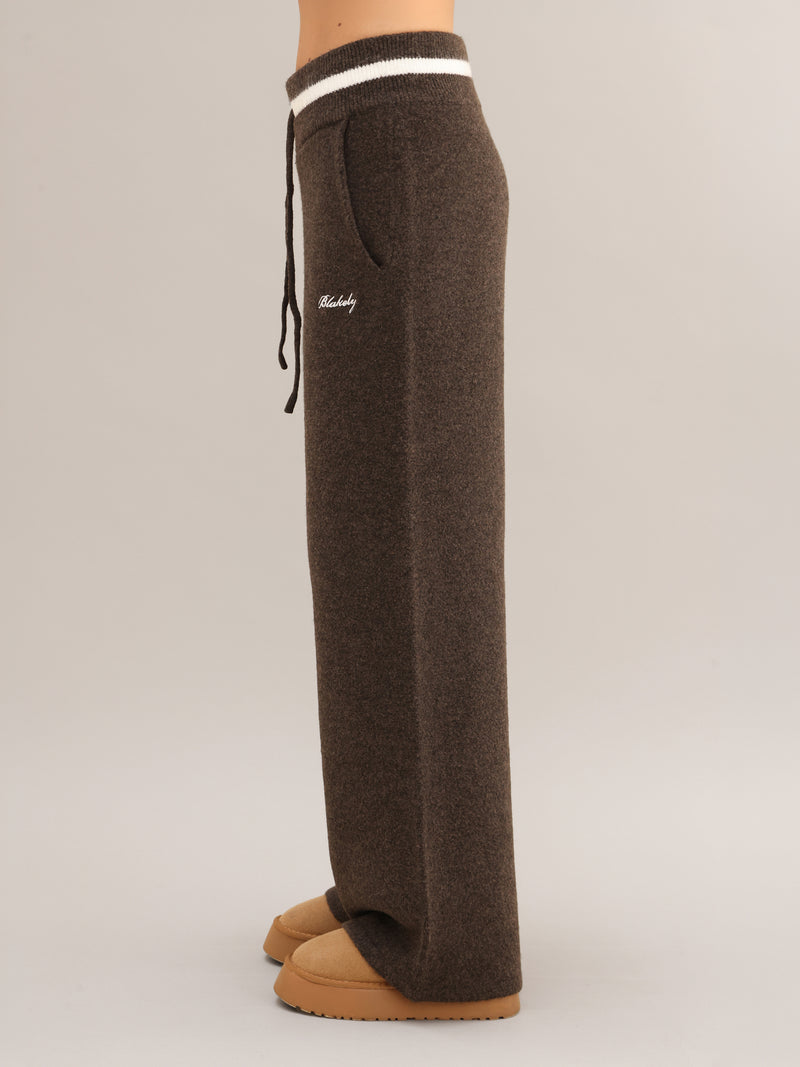 Margot Knitted Wide Leg Sweatpants - Chocolate Brown