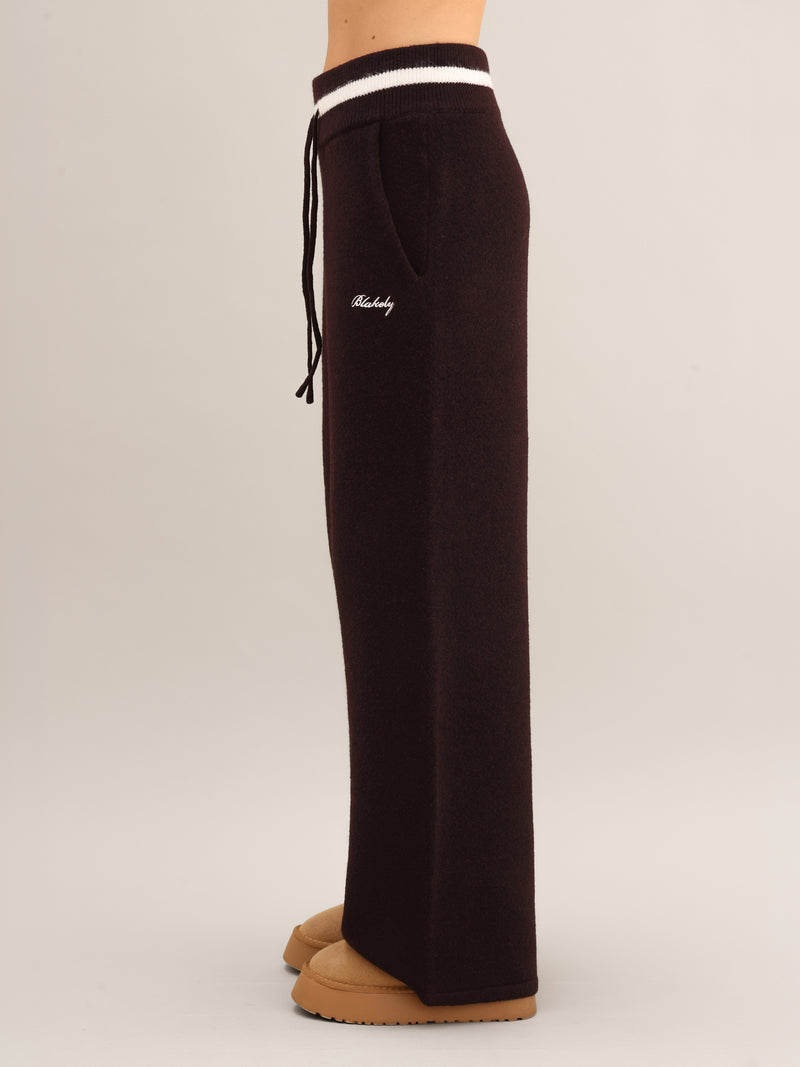 Margot Knitted Wide Leg Sweatpants - Dark Mulberry