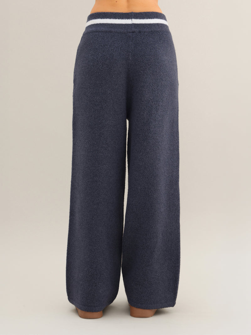 Margot Knitted Wide Leg Sweatpants - True Navy