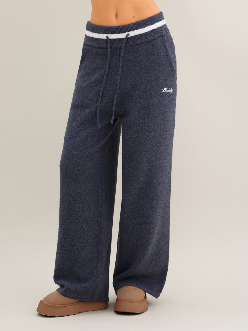 Margot Knitted Wide Leg Sweatpants - True Navy