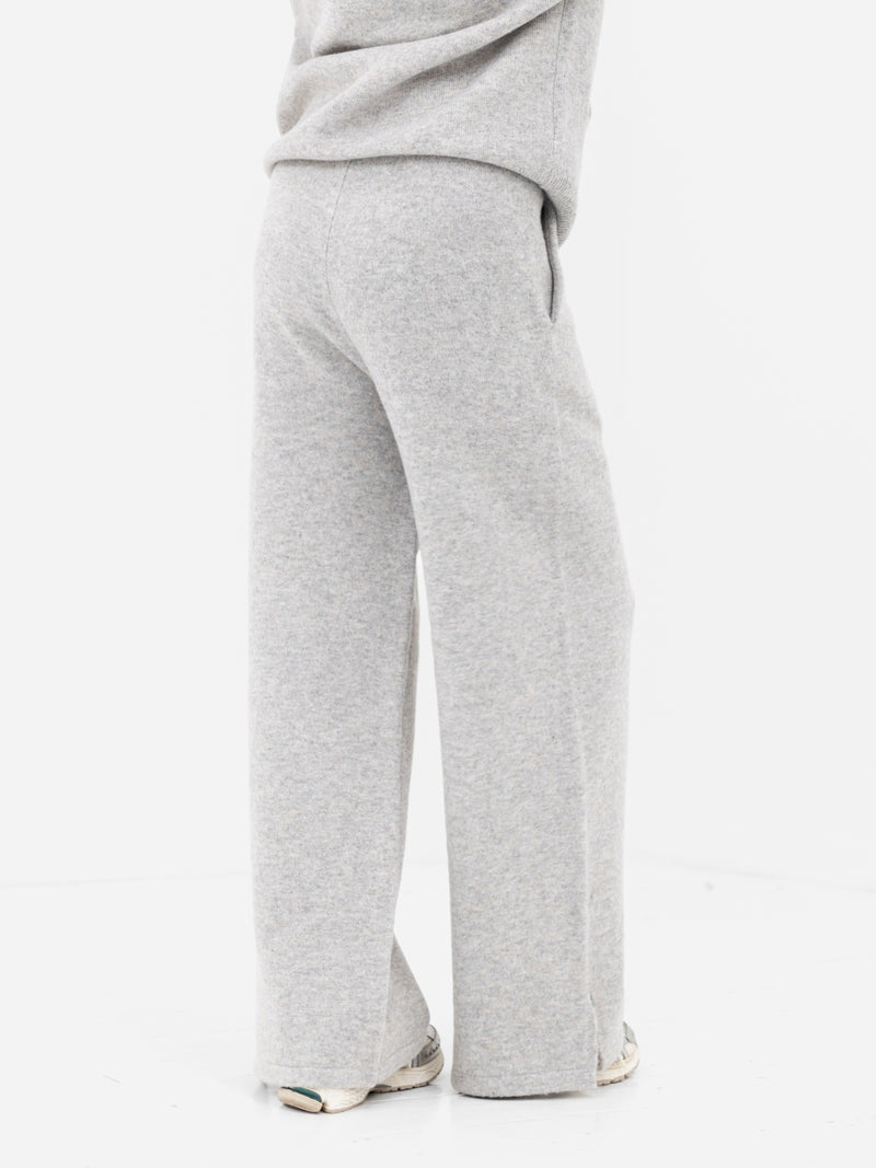 Knitted Wide Leg Sweatpants - Marl Grey
