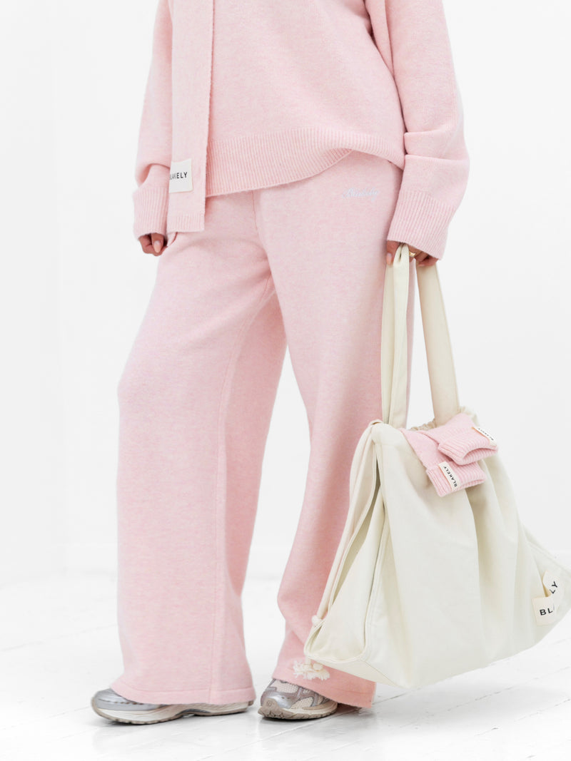 Knitted Wide Leg Sweatpants - Marshmallow Pink