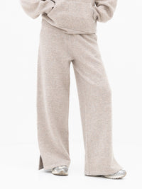 Knitted Wide Leg Sweatpants - Toasted Taupe