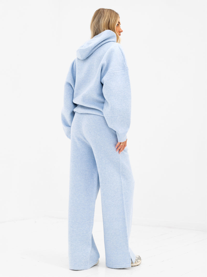 Oversized Knitted Hoodie - Baby Blue