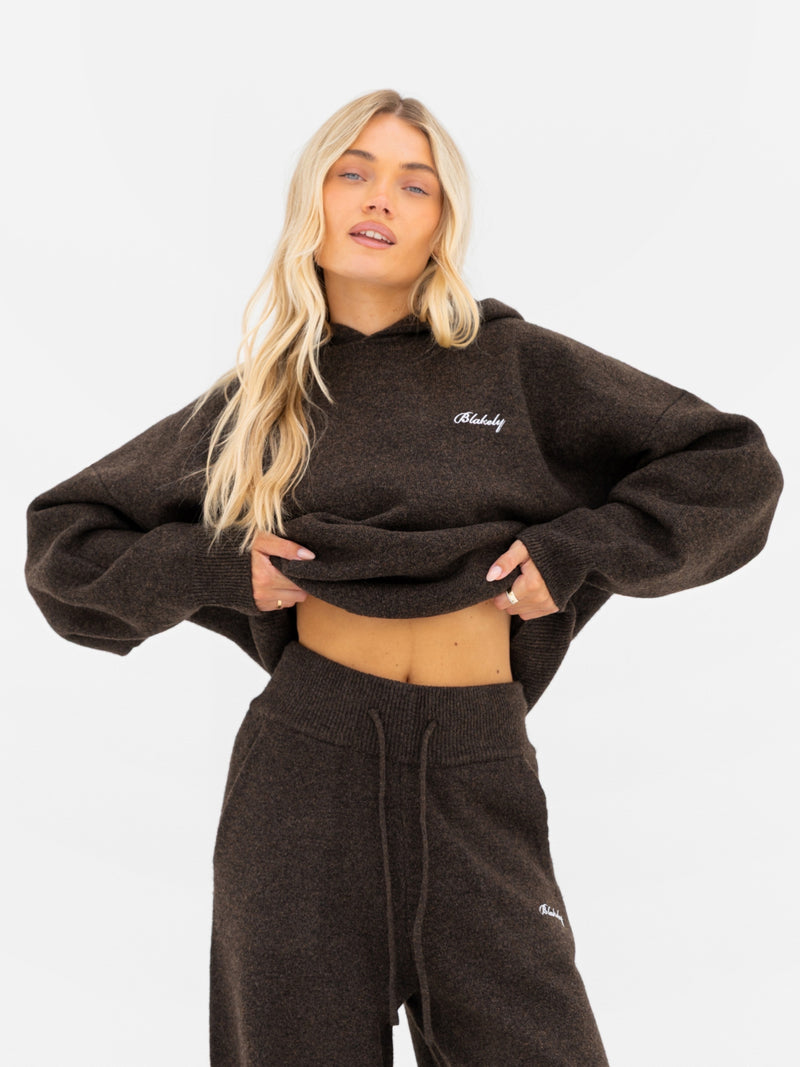 Oversized Knitted Hoodie - Chocolate Brown