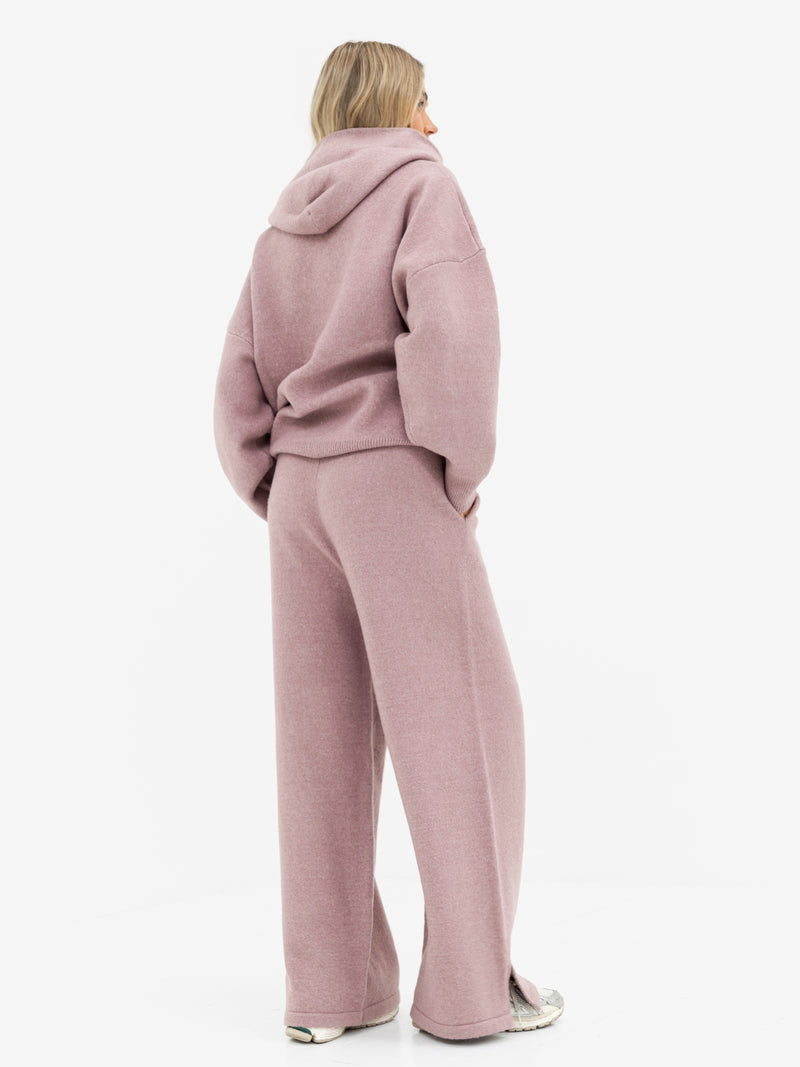 Oversized Knitted Hoodie - Dusty Pink