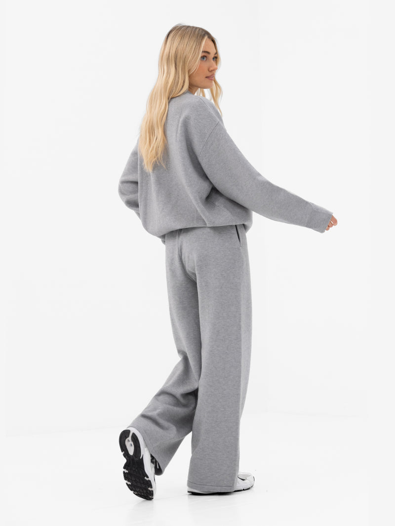 Varsity Oversized Knitted Sweater - Grey