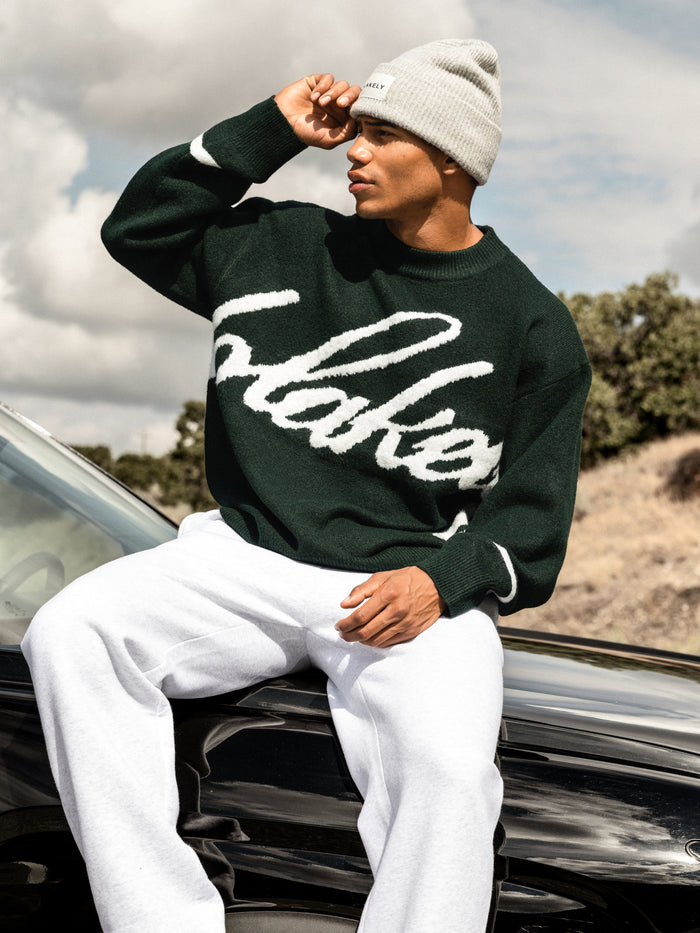 Abel Script Knitted Sweater - Emerald Green