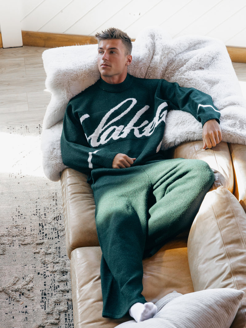 Abel Script Knitted Sweater - Emerald Green