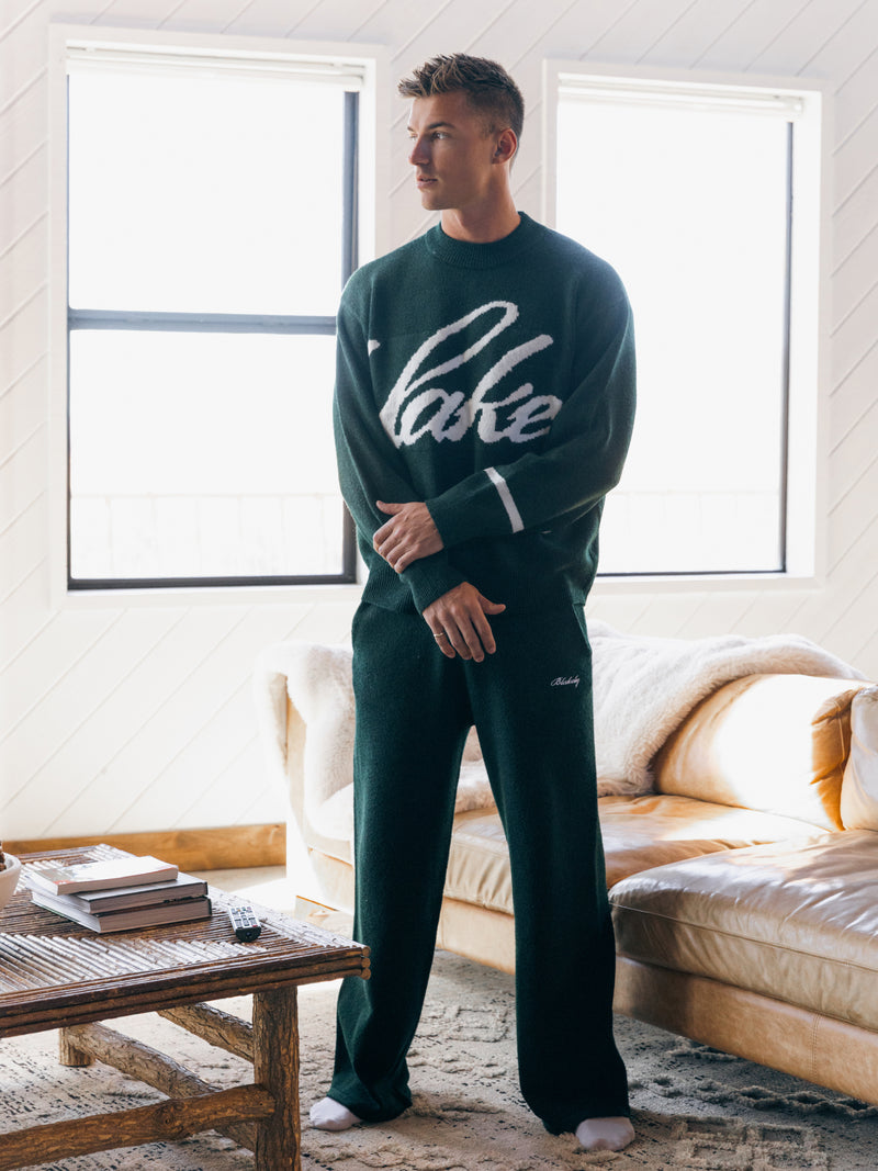Abel Script Knitted Sweater - Emerald Green