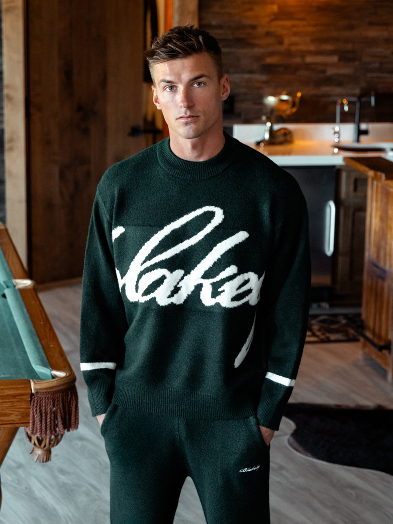 Abel Script Knitted Sweater - Emerald Green