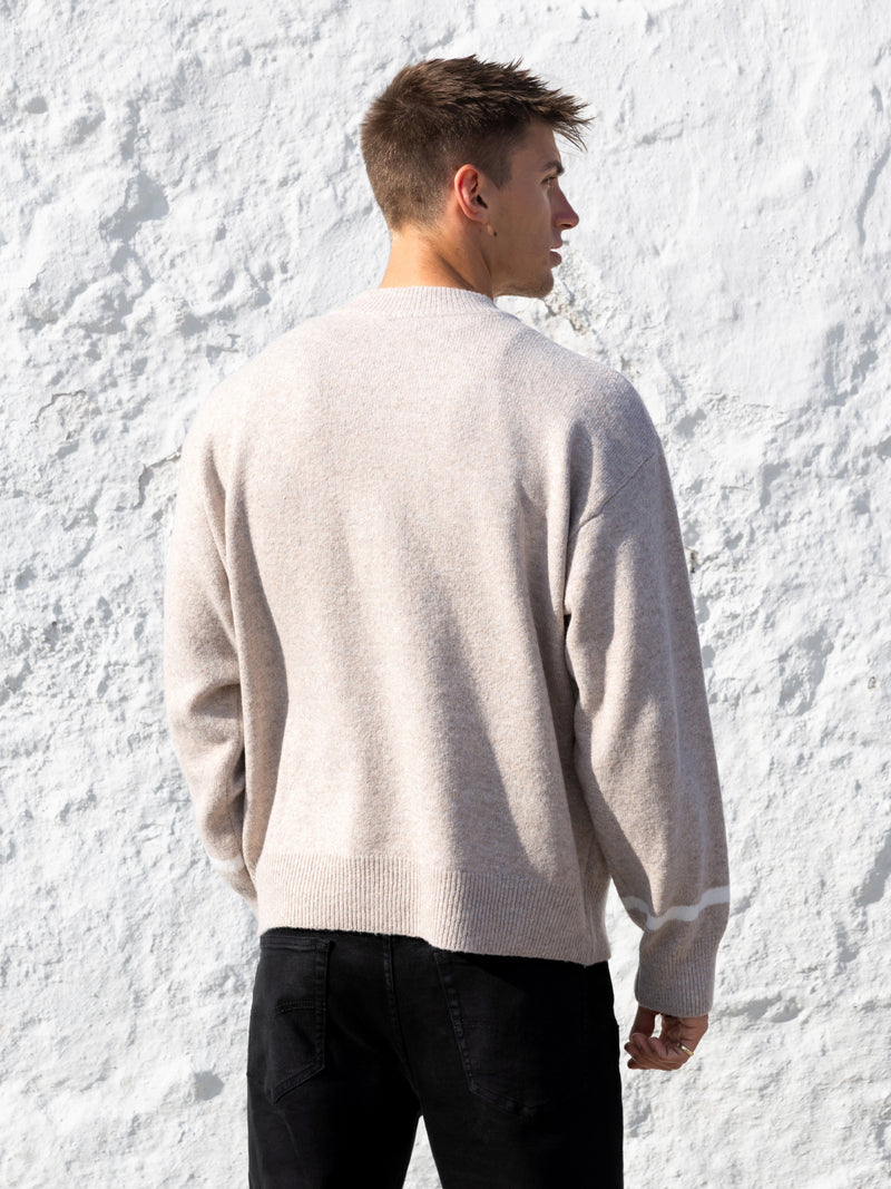 Abel Script Knitted Sweater - Taupe