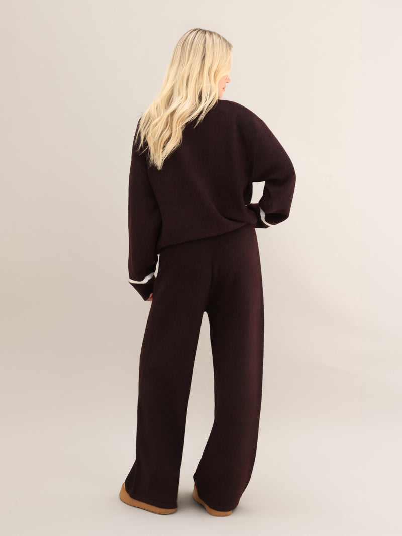 Margot Script Oversized Knitted Sweater - Dark Mulberry