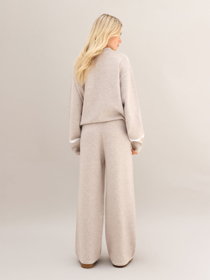 Margot Script Oversized Knitted Sweater - Toasted Taupe