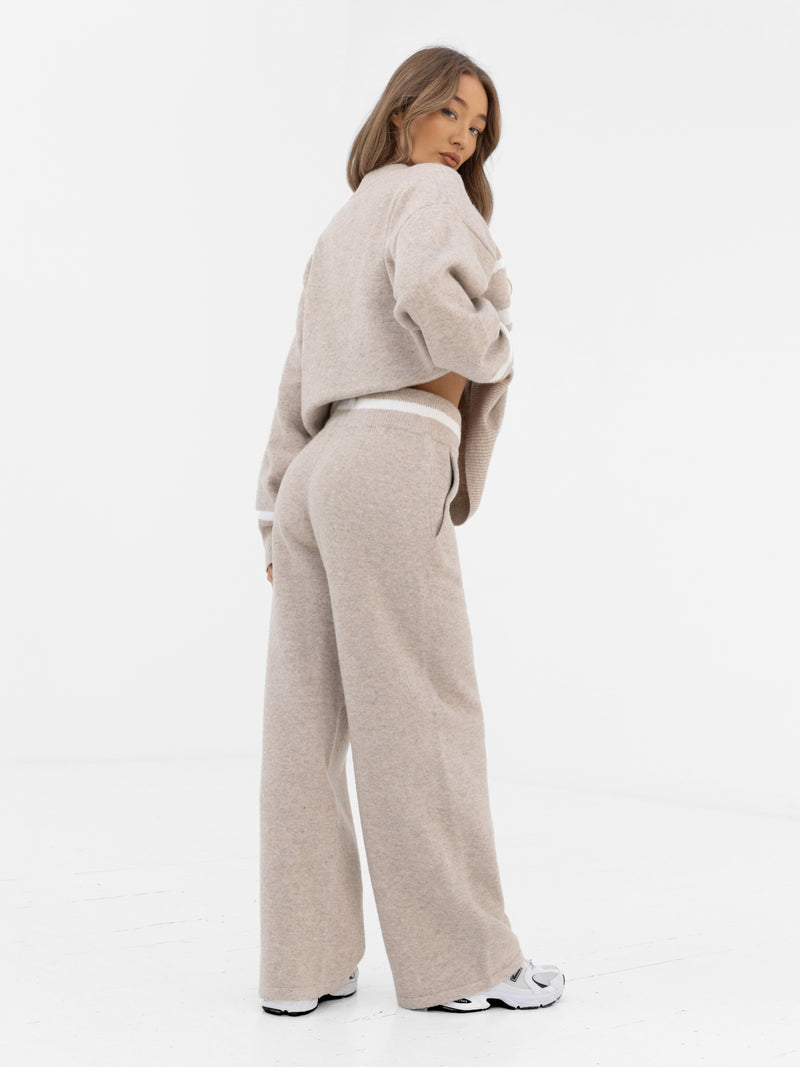 Margot Script Oversized Knitted Sweater - Toasted Taupe