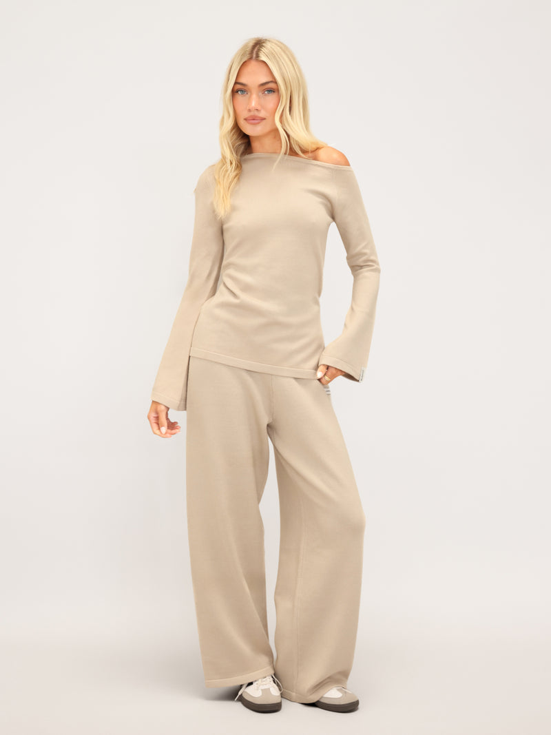 Layla Off The Shoulder Knitted Top - Warm Ivory