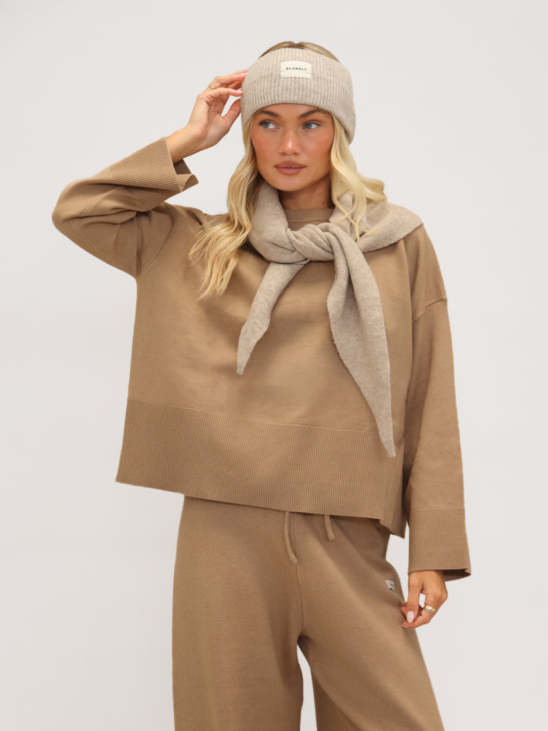 Layla Oversized Knitted Sweater - Caramel