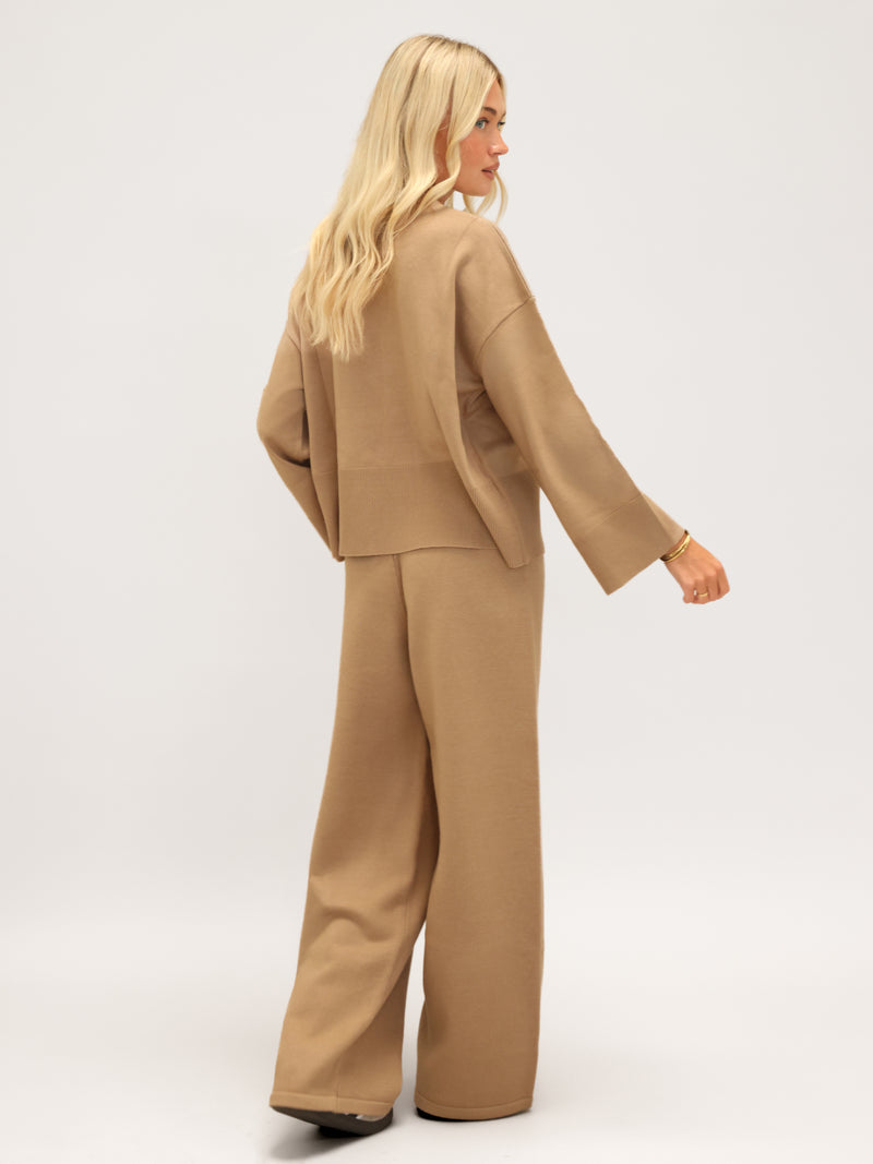 Layla Oversized Knitted Sweater - Caramel