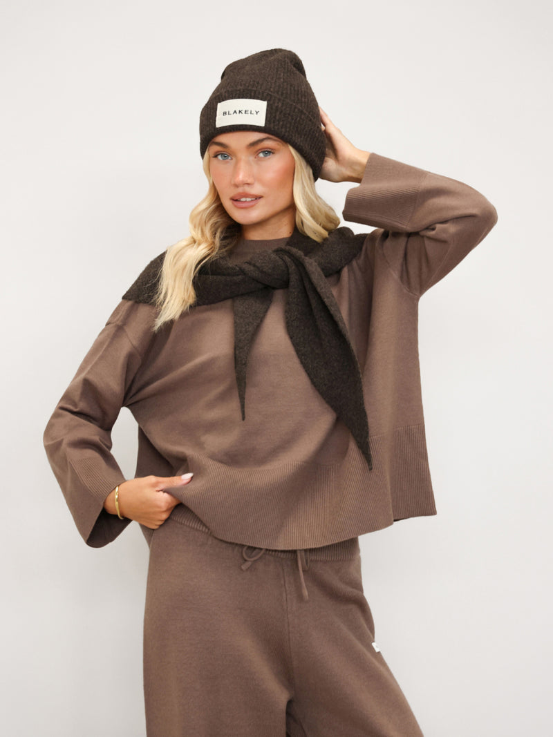 Layla Oversized Knitted Sweater - Rich Taupe